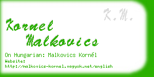 kornel malkovics business card